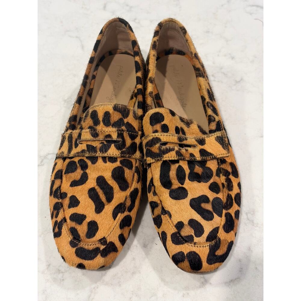 Anthropologie Petite Mendigote‎ Women’s Leopard Suede Loafers Size 37 US 7 Beige
